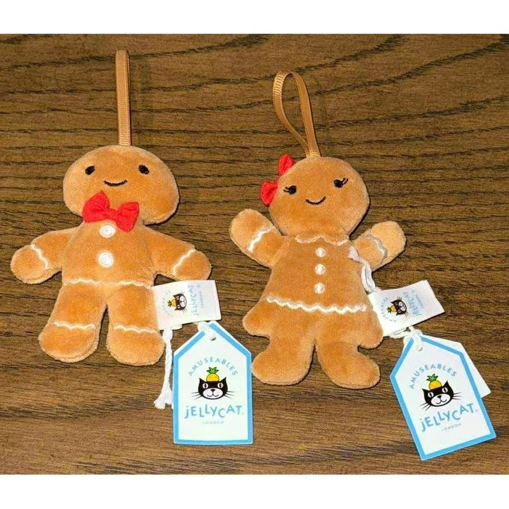 JellyCat Fred Ruby Festive Folly Plush Gingerbread Retired AUTHENTIC Set 2 NWT